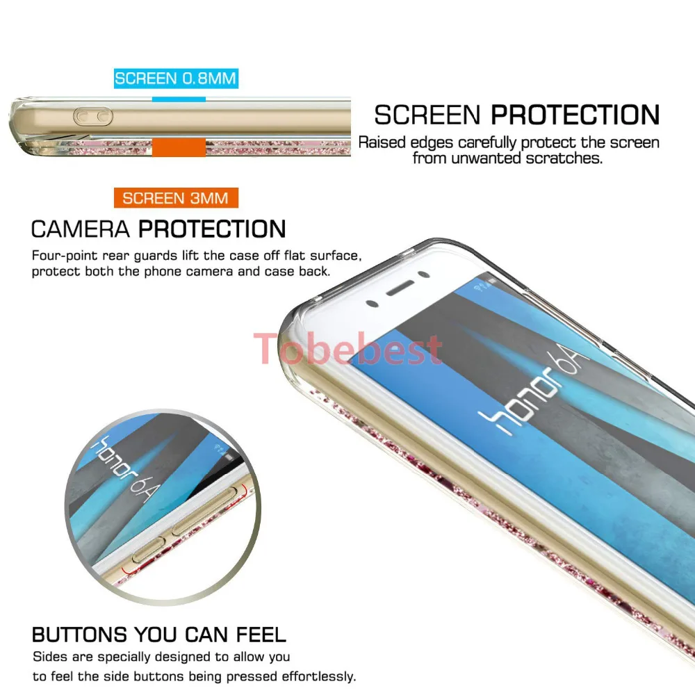 For Huawei Honor 6A Case Girls Women Sparkle Shiny Bling Quicksand Liquid Soft TPU Slicone Phone Cover honor6A coque |