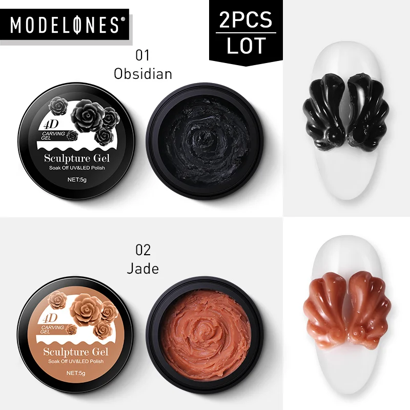 KIT 01 Modelones, 3 шт./лот, 4D резьба, Гель-лак для ногтей, Полупостоянный, сделай сам, скульптурный лак для ногтей, глина, пластилин, выбивающий твердый гель для ногтей - Цвет: KIT 01