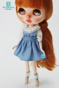 Одежда для кукол блайз, 1 шт., модное джинсовое повседневное платье, белая рубашка для блайз, азон, аксессуары для кукол 16