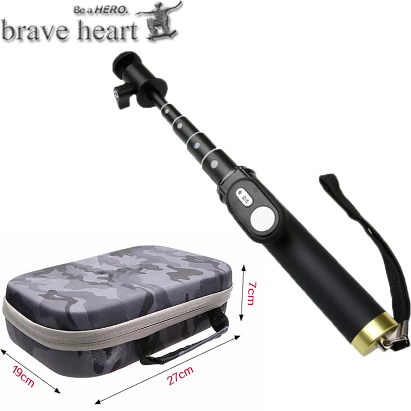 Серый Чехол для переноски brave heart EVA Box сумка для хранения+ палка для селфи монопод для Xiaomi Yi 4k 2 xiaoyi аксессуары для спортивной экшн-камеры - Цвет: Серый