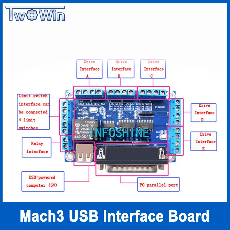 Usb cnc контроллер mach3 usb breakout доска для гравировального станка|breakout board|cnc boardusb board |