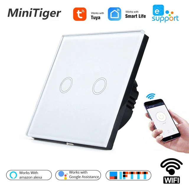 Умный стандарт ЕС Tuya/Smart Life/ewelink 2 банды 1 способ WiFi настенный светильник сенсорный