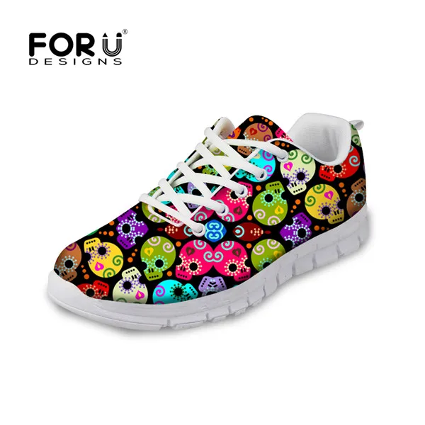 FORUDESIGNS/ г. весенние кроссовки на шнуровке для женщин, красивый череп, повседневная брендовая дизайнерская женская обувь на плоской подошве удобная женская обувь на плоской подошве - Цвет: H2518AQ