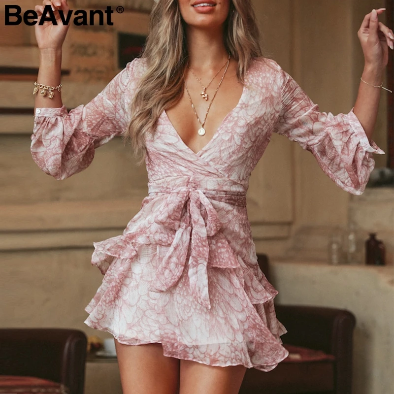 BeAvant ТРАПЕЦИЕВИДНОЕ короткое платье с цветочным принтом женское богемное летнее