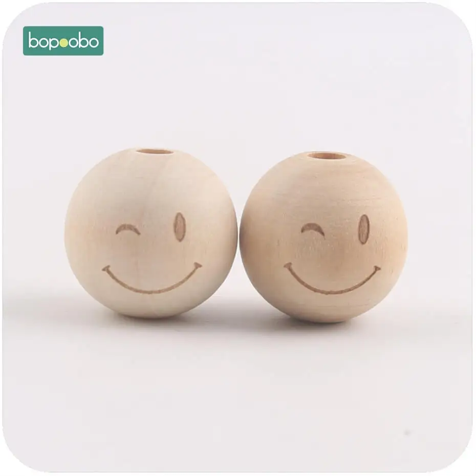 wink face Bopoobo 10 шт. деревянные игрушки печать бусины DIY аксессуары для ожерелья декоративные Фитинги Аксессуары для прорезывания зубов детский Прорезыватель 20 мм - Цвет: wink face