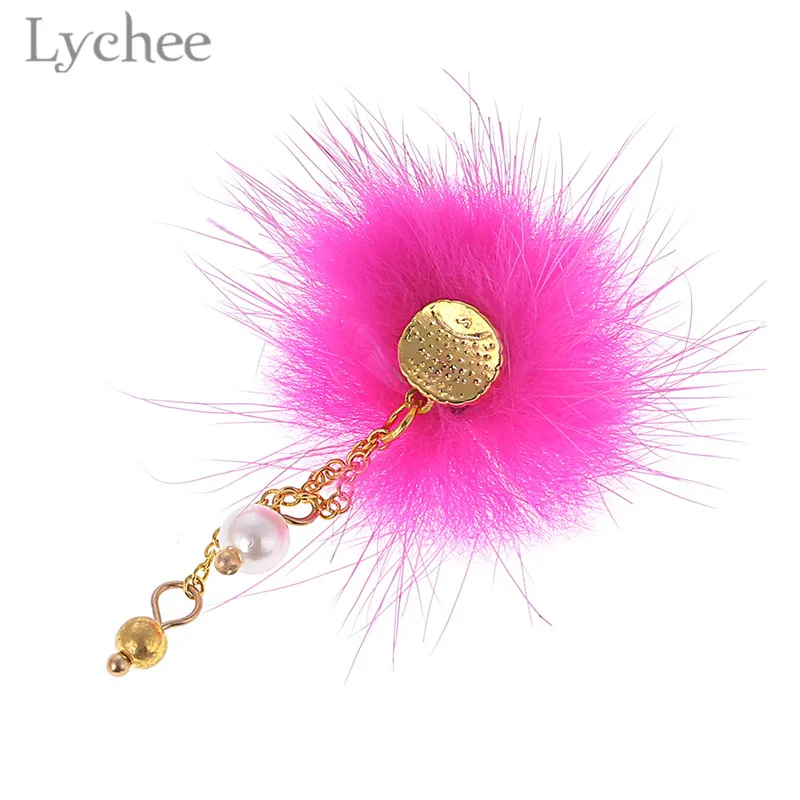 Lychee Модный меховой шар кисточки ногтей магнит женский брелки Kawaii помпон пушистые