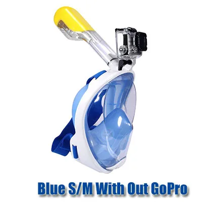 Blue S M Новая маска для подводного плавания для GoPro, маска для подводного плавания, анти-туман, маска для подводного плавания с противоскользящим кольцом, трубка - Цвет: Blue S M