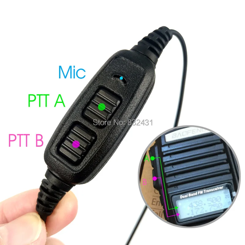 PTT двойная гарнитура наушник микрофон для BAOFENG UV 82 UV82L 89 UV8D рация двухсторонняя