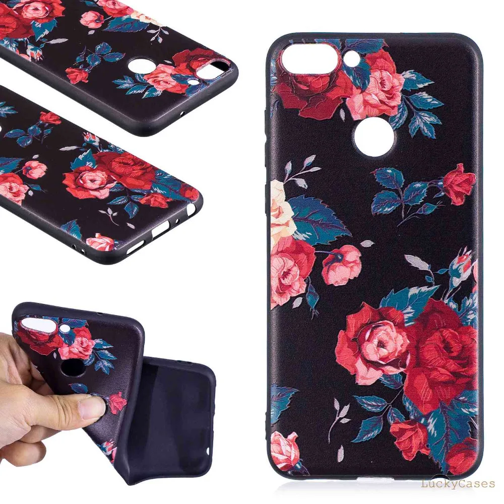 Чехол для huawei P Smart Cover усиленный 3D цветок панда стерео рельефная живопись ТПУ