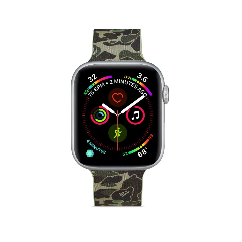 Сменный силиконовый ремешок для Apple Watch 4 44 мм 40 мм браслет с цветочным принтом для iwatch серии 5 3 2 38 мм 42 мм браслеты