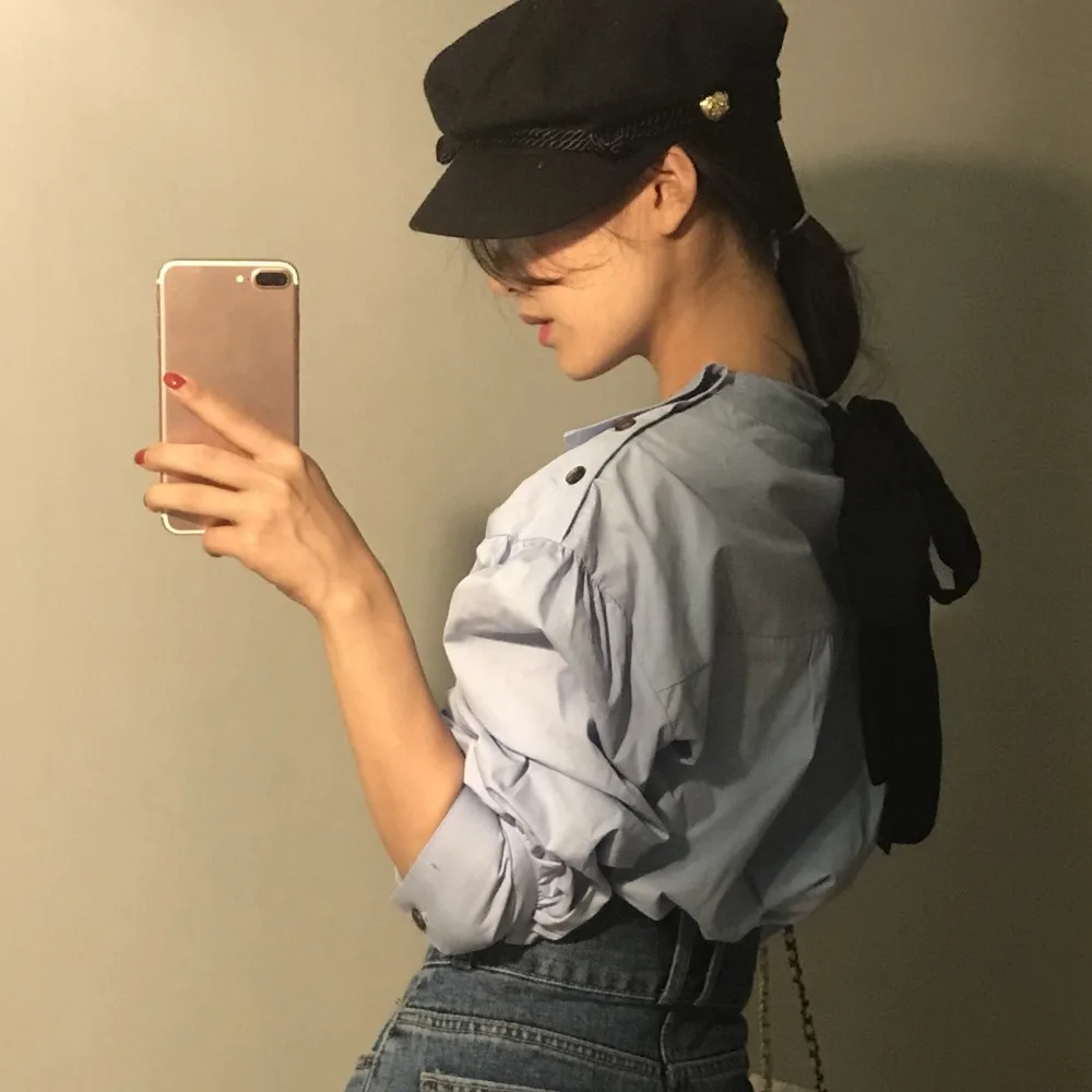 WHITNEY WANG 2019 Весенняя мода уличная одежда сексуальные пуговицы раздельные плечи