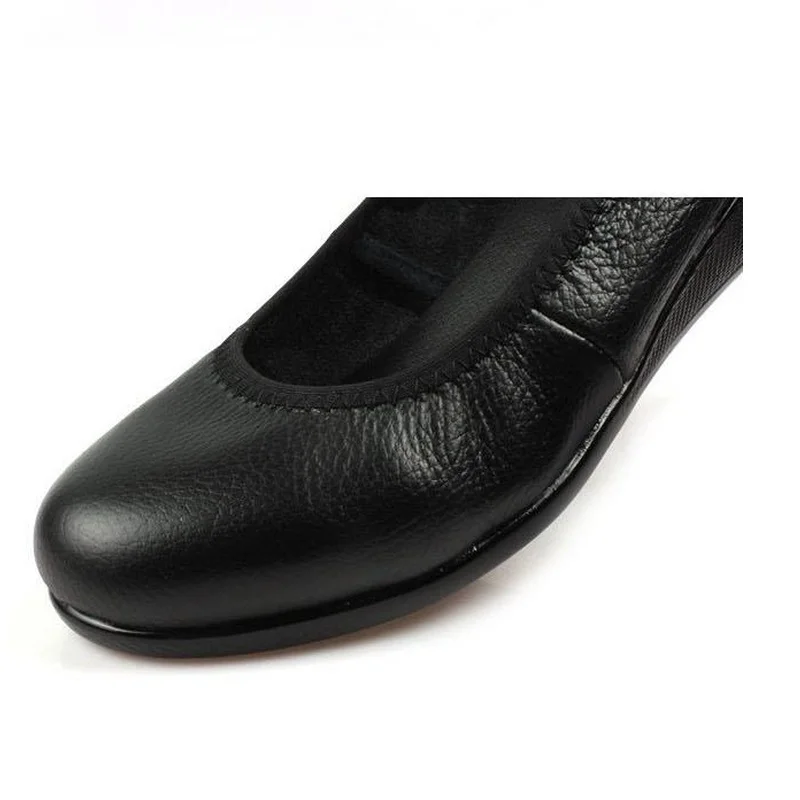 Women Genuine Leather Shoes Flats Breathable Non Slip Work Comfortable Mother A688 | Обувь