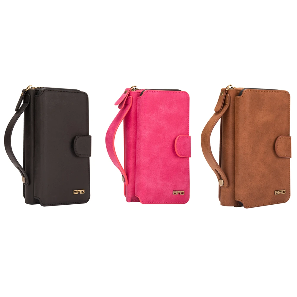 

2 in 1 PU Handbag Phone Case with Card Slots Purses Kickstand Removable Back Cover Case for iPhone XS MAX XR X 7 8 6S 6 5S SE