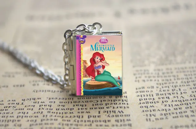 История ожерелье книга маленькая Русалочка Обложка медальон Брелок Серебряный и