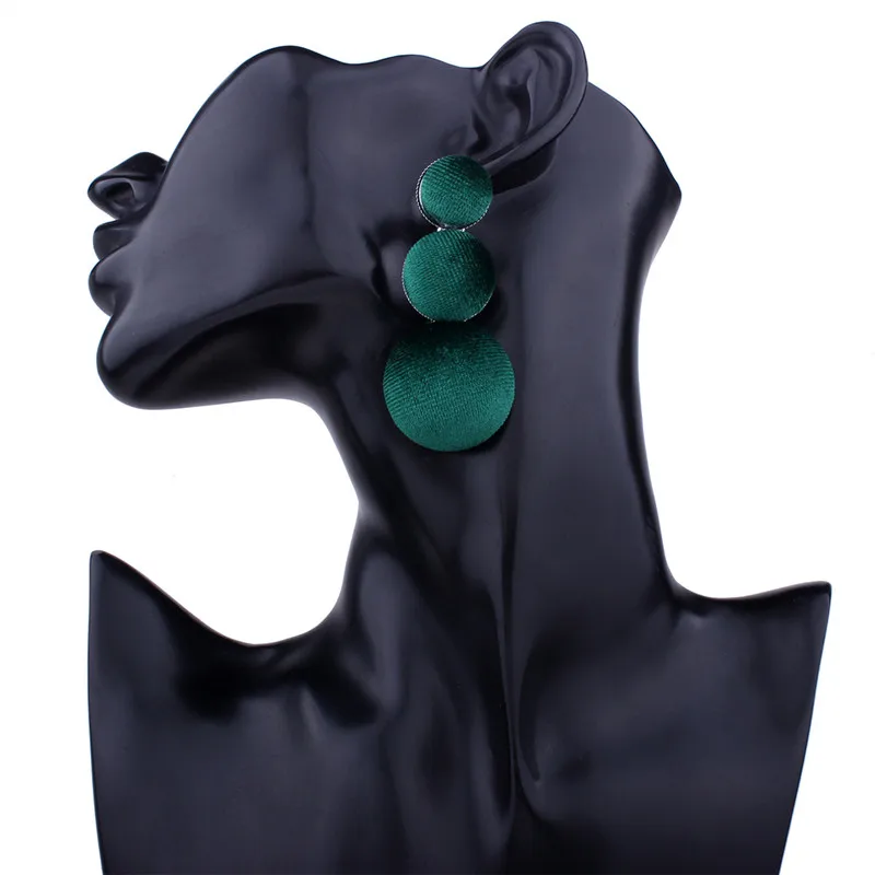 2017 Dark Green Round Shape Drop Flannel Earrings For Women Fashion Jewelry Mujer brincos Bohemia Ethnic Hanging Halloween Gifts | Украшения