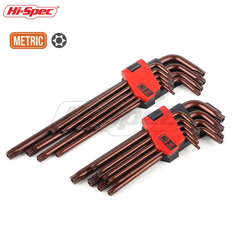 Hi-Spec Prefessional 9 шт. трамбовщик Torx шестигранный ключ метрический S2 длинные средние шестигранные ключи динамометрический ключ набор гаечный ключ Набор шестигранный ключ