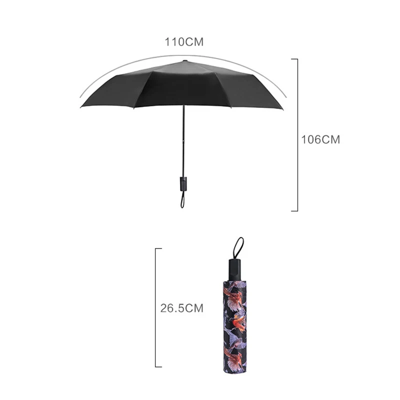 

YADA Custom Birds illustration DIY Umbrella Rain Women uv High Quality Umbrella Car For Womens Windproof Folding Umbrellas YS119