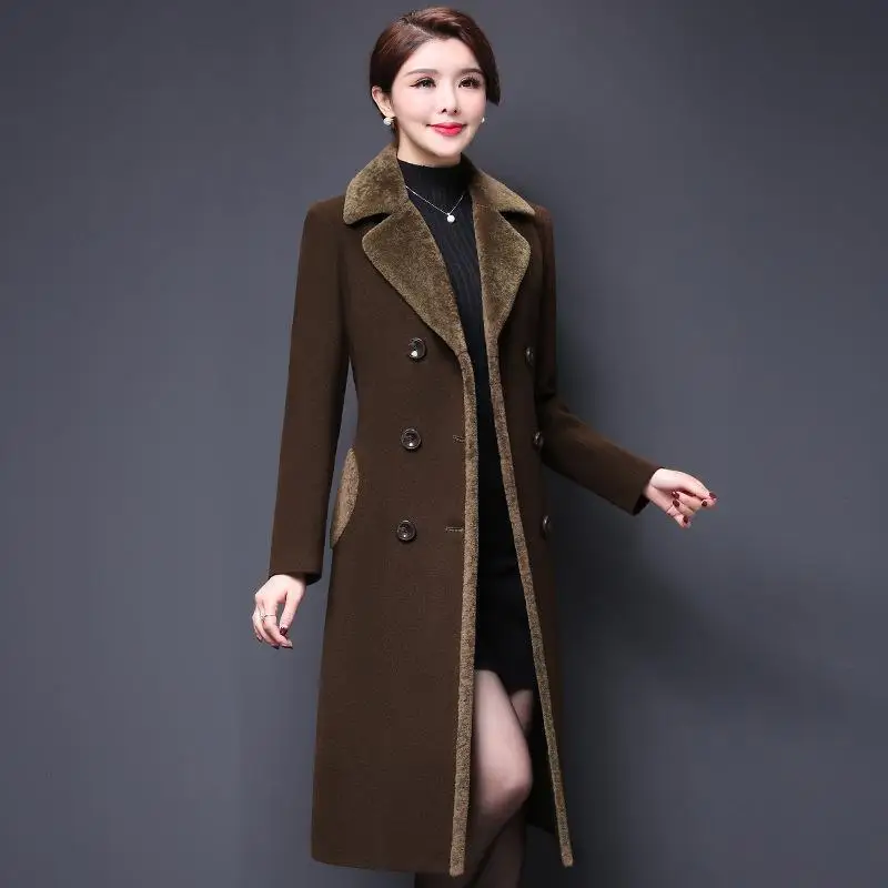 

M-5XL casaco women 2021 abrigos mujer Autumn Wide Cashmere Blends Woolens Outerwear Female Coat Autumn Winter Coats Solid Coa