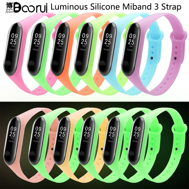 BOORUI Большая распродажа светящийся ремешок для Mi band 3 ремешки часов mi3 аксессуары