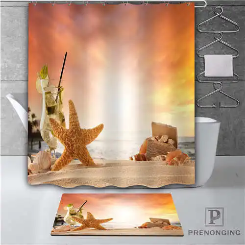 Shower Curtain На заказ Морская звезда-ракушки(1) водостойкая занавеска для душа коврик для дома ванной комнаты полиэстер ткань Мульти Размеры#18-10-002(2 - Цвет: Shower Curtain