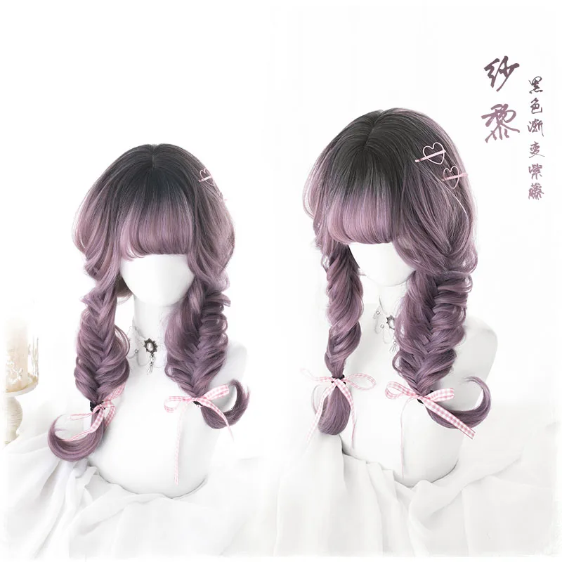 Harajuku женский Готический сладкий Лолита длинные кудрявые синтетические волосы окрашенные косплей парик+ парик колпачок