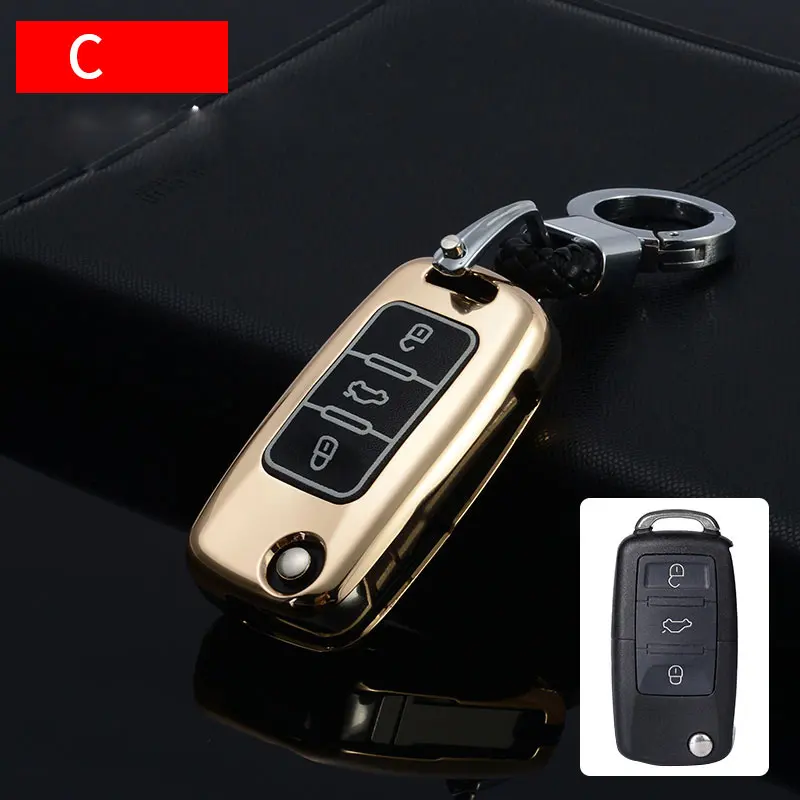 C Model Gold Цинковый брелок для автомобильных ключей, чехол для Volkswagen VW Tiguan MK2 Passat B7 B8 CC Skoda Superb A7 чехол для ключей - Название цвета: C Model Gold