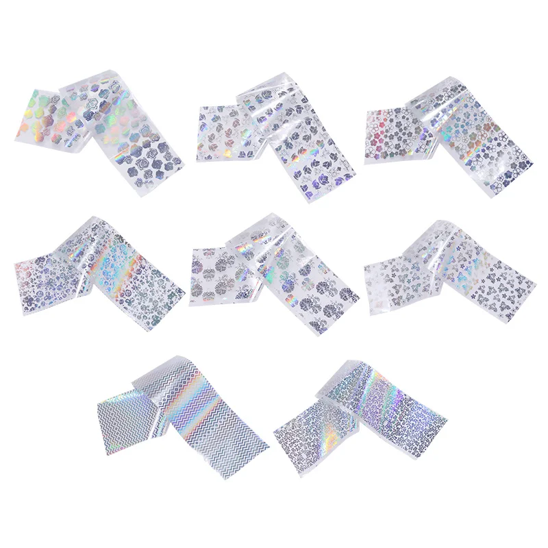 8 листов/набор наклейки для ногтей прозрачные с лазерной розой нейл-арта 20 см * 4 |