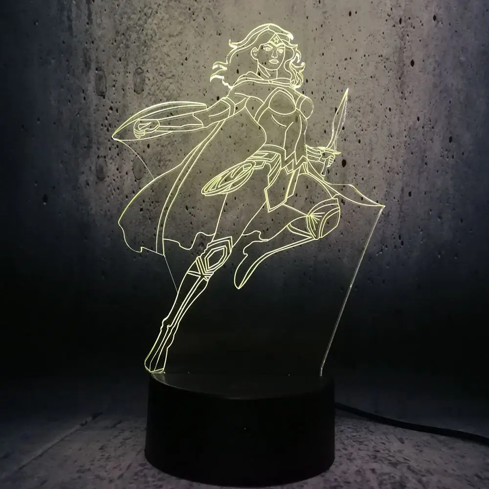 DC Супермен Бэтмен Логотип Символ вспышка чудо женщина Диана 3D LED Лава фильм роль