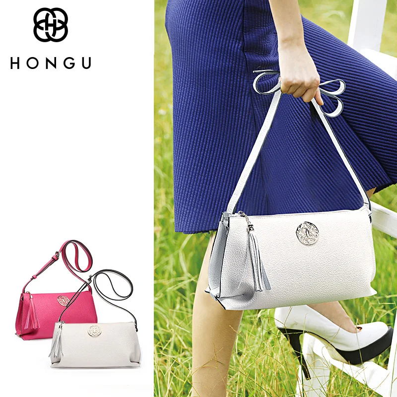 HONGU Дорожная сумка из натуральной кожи женская сумка-тоут однотонная через плечо