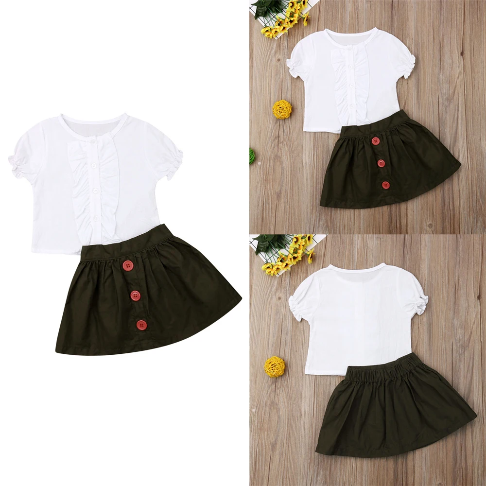 Imcute 2 шт. малыш милый для маленьких девочек короткий рукав топ + простая юбка