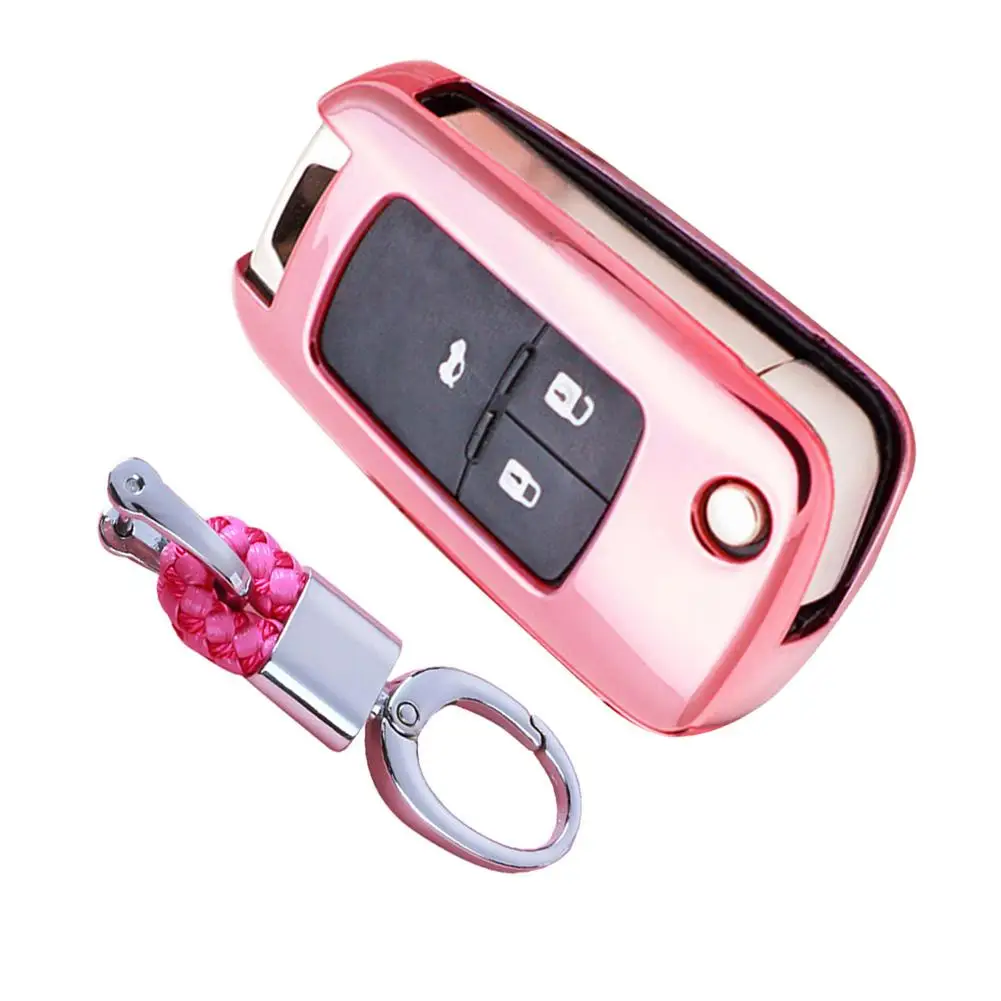 with keychain Мягкий TPU чехол для ключа для Chevrolet для Buick для Cruze Aveo Trax Защитные чехлы для сидений, сшитые специально для Opel Astra Corsa Meriva Zafira Antara J ключ защиты - Название цвета: with keychain
