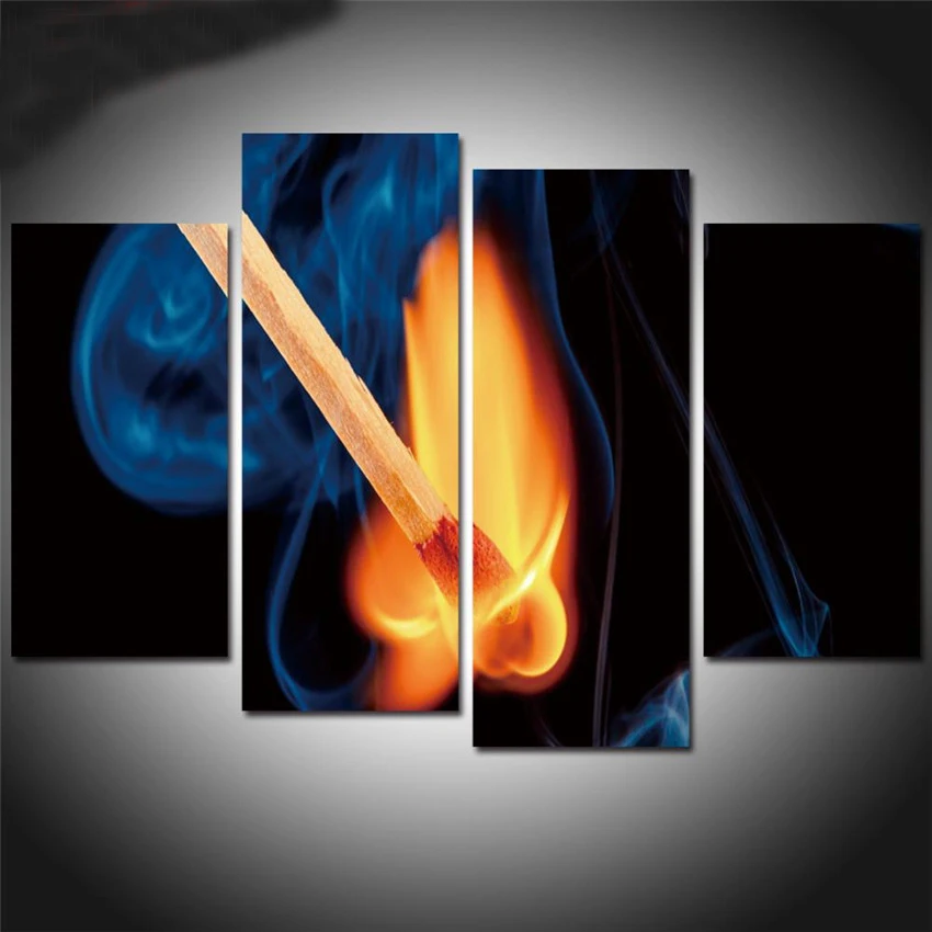 2017 домашний декор для гостиной 4 панели горящие спички холст живопись без рамы