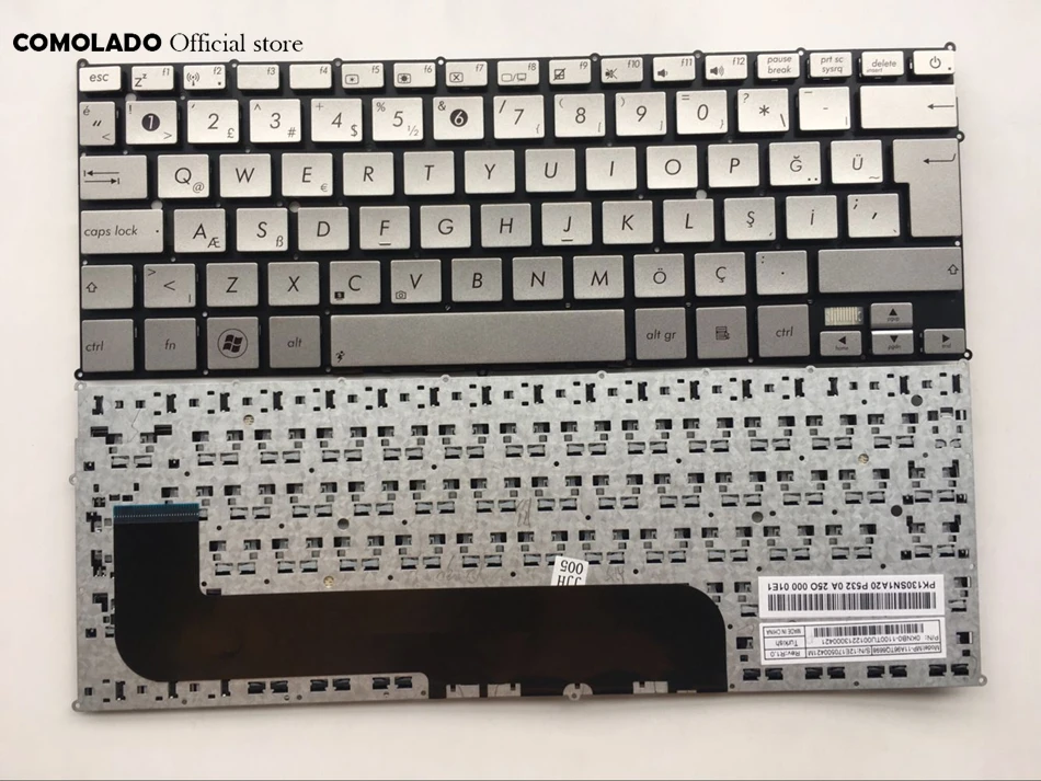 TR Турецкая клавиатура для ASUS Zenbook UX21 UX21E серии Серебристая без рамки Клавиатура