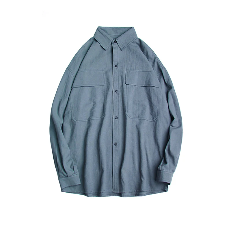 2018 Корейские осенние новые мужские модные рубашки с длинными рукавами карманами