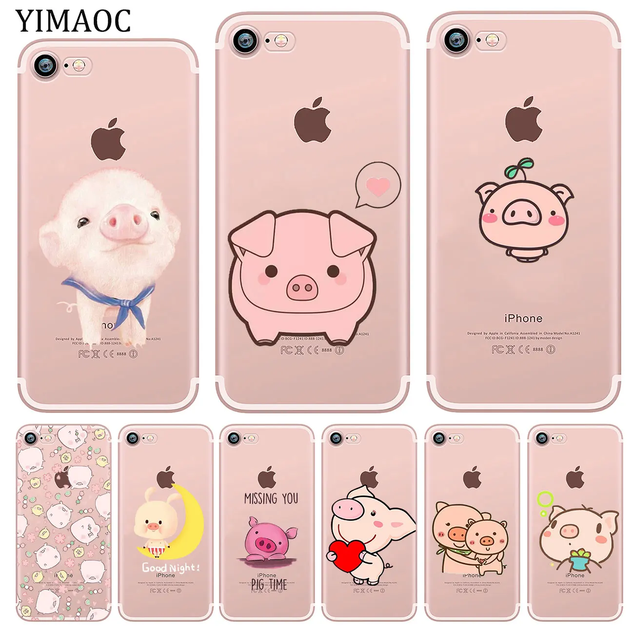 YIMAOC Piggy Милый Мягкий силиконовый чехол для телефона iPhone XR X XS 11 Pro Max 5 5S SE 6 6S 7 8 Plus 10 TPU