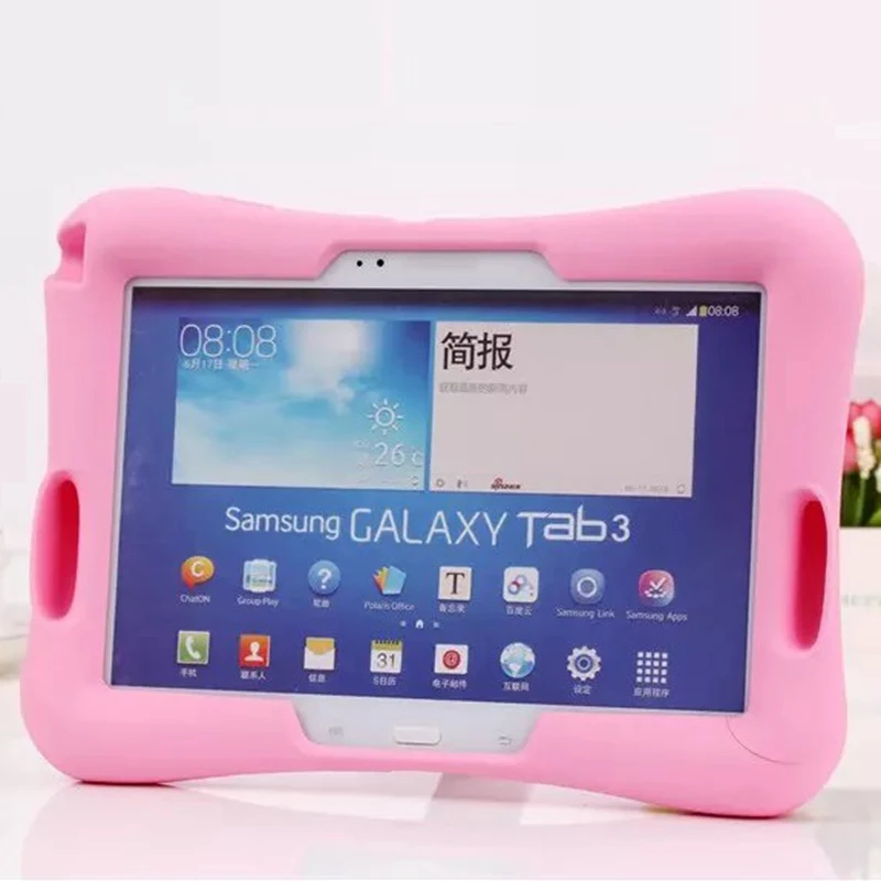 Розовый Чехол для Samsung Galaxy Tab 4 10,1 T530 531 T535/Lenovo Tab 3 10,1 P5200 P5210 P5220 мягкая силиконовая подставка для детей противоударный чехол для планшета - Цвет: Розовый