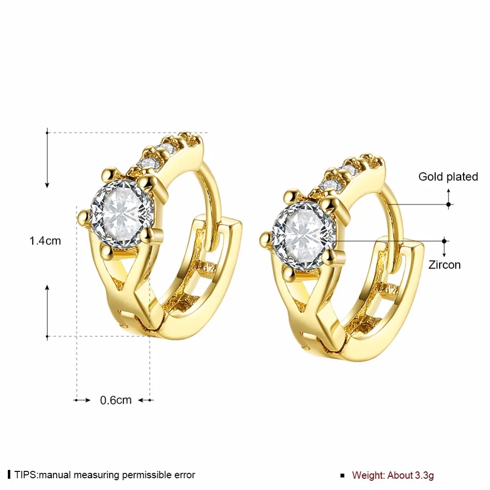 

New Arrivals Female White Cubic Zircon Buckle Stud Earrings Women Gold Color Earrings For Ladies Geometric Jewelry Wholesale