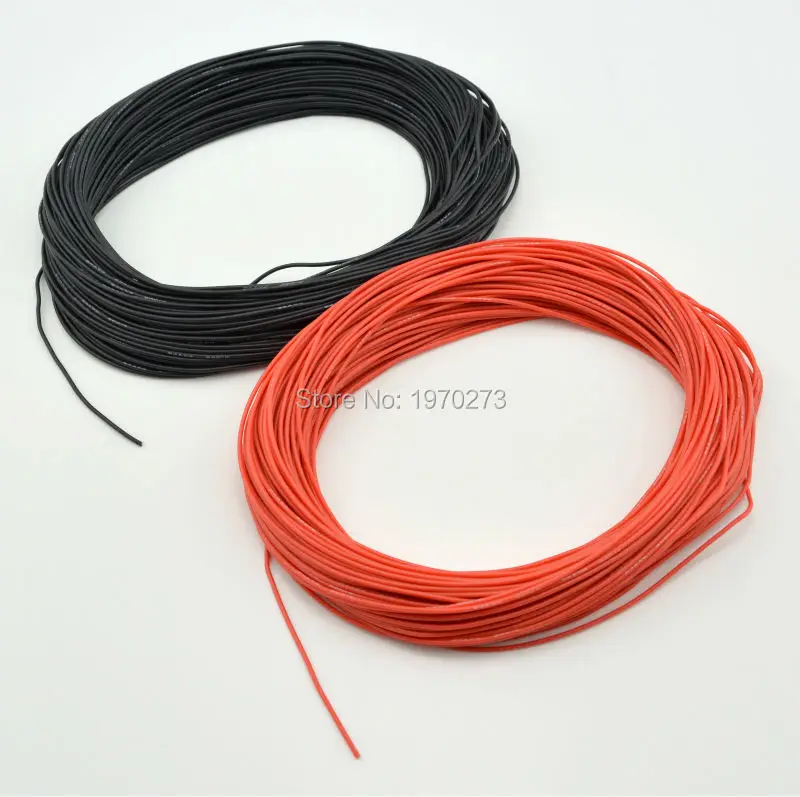 1 метр красный + Черный силиконовый провод 12AWG 14AWG 16AWG 18AWG 20AWG 22AWG 24AWG теплостойкий