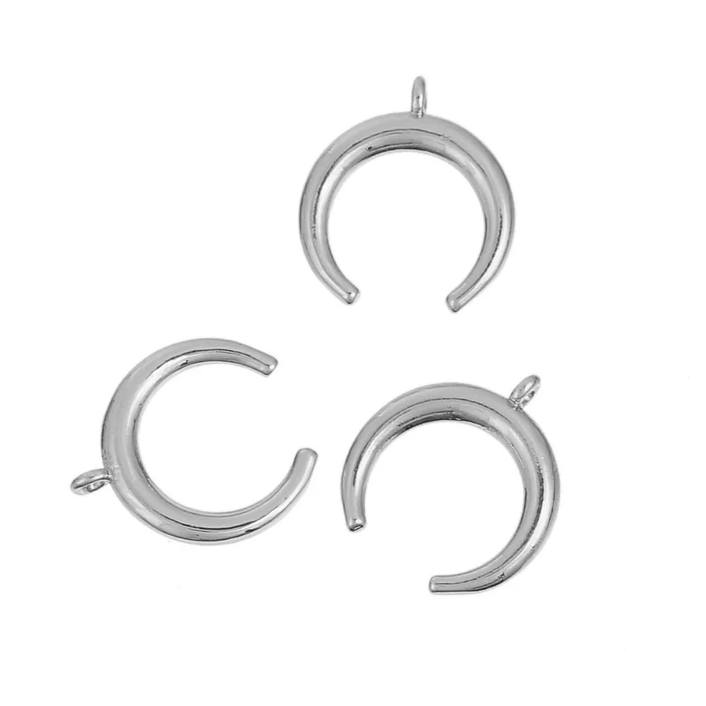 Doreenbeads Медь Boho Chic Подвески двойным рогом скучно серебристый цвет золотистый Moon 17 мм(5/") x 15 мм(5/"), 2 шт