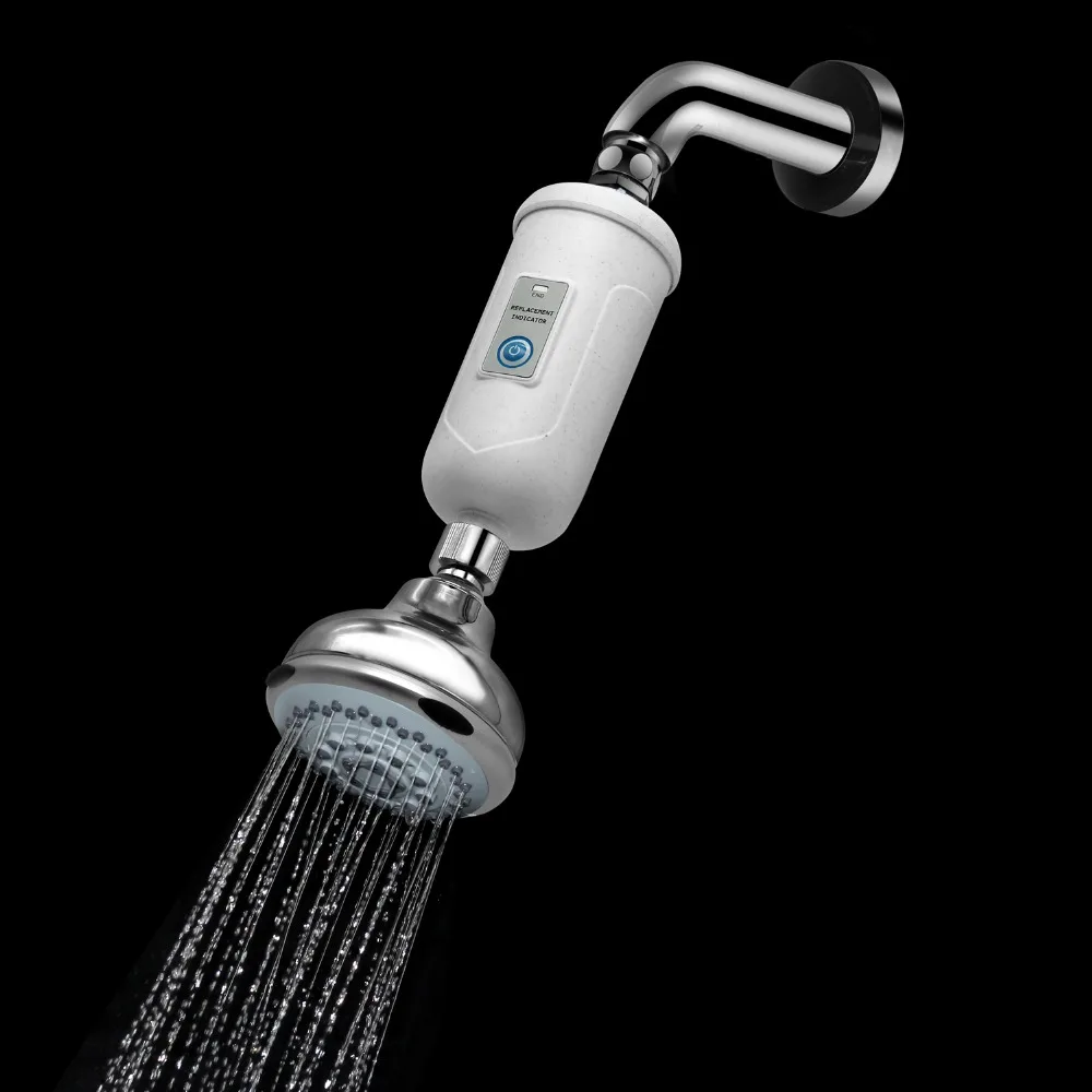 

Universal Shower Water Filter System - marble white color, 2.0 GPM with shower head