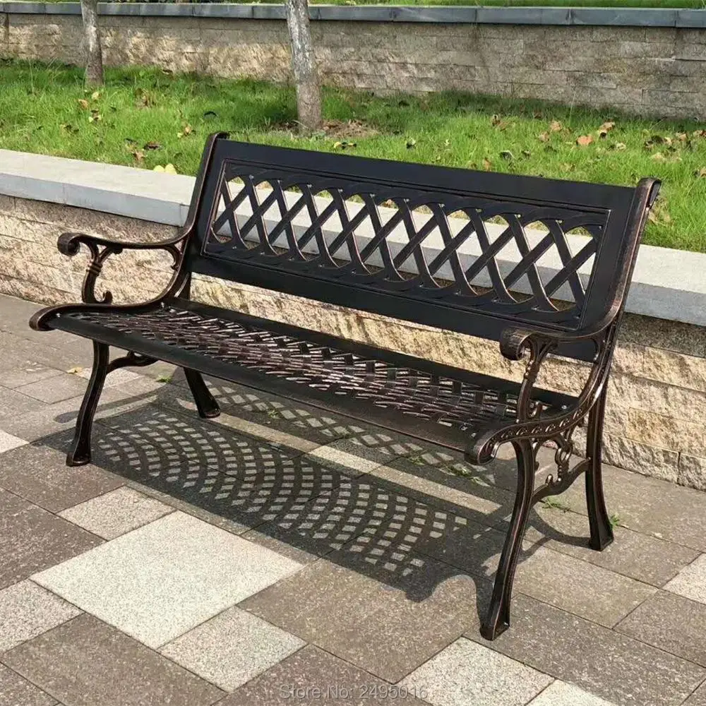 

51" Patio Garden Bench Park Yard Outdoor Furniture Cast aluminum Frame Porch Chair in bronze color