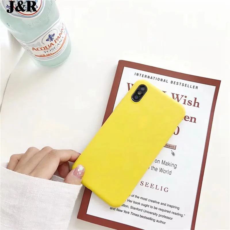 J&ampR Fashion Simple Solid Color Phone Case For iPhone 6 6s 7 8 Plus X Yellow Silicone Soft TPU Back Cover Cases |