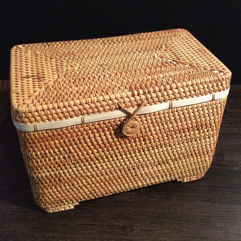 100% ручная работа ротанг ПУ 'ЕР коробка для хранения чая мелочей прямоугольная
