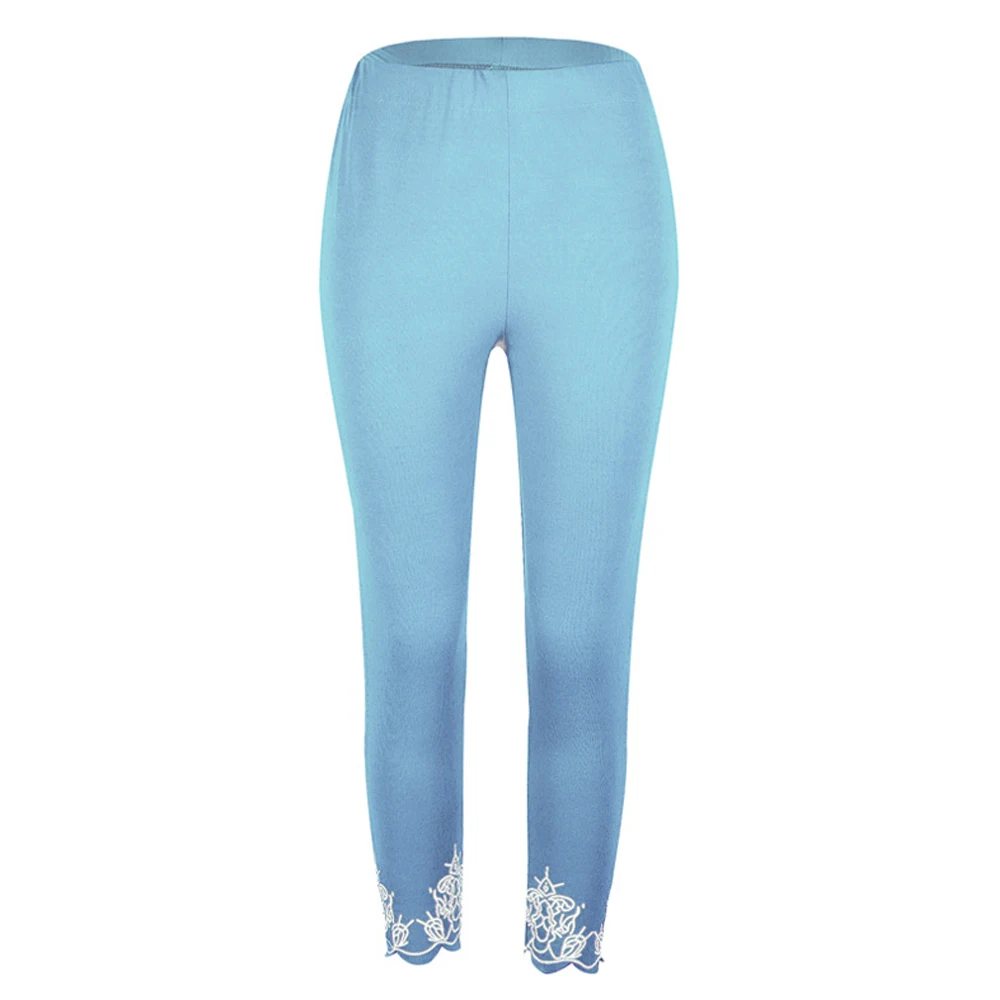 

Spring and summer new style Fashion and casual solid color Bottoming pants Slim-fit printed cropped pants