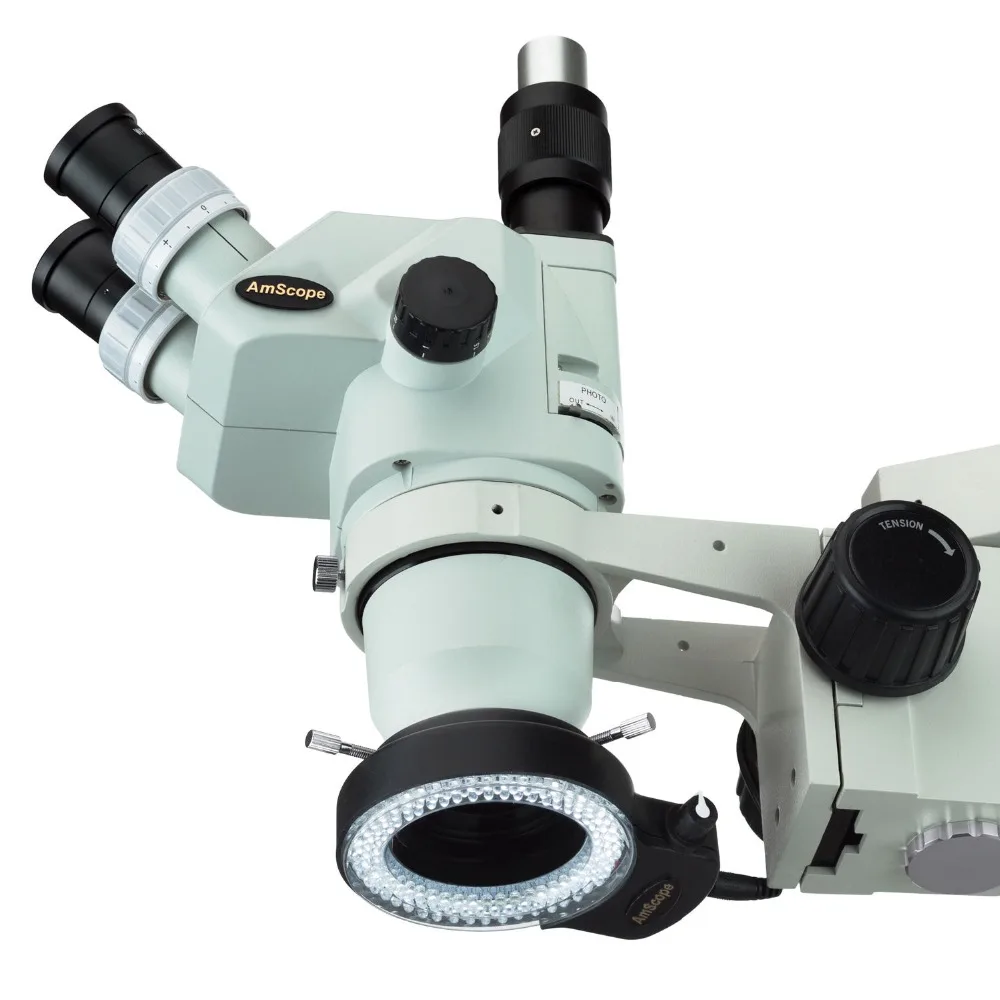 AmScope 144 LED Регулируемый компактный микроскоп кольцевой свет + адаптер Черная