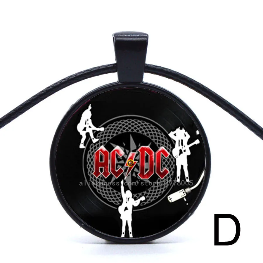 Ручной работы круглый медальон Подвеска Ожерелье Ангус Янг картина AC DC серьги