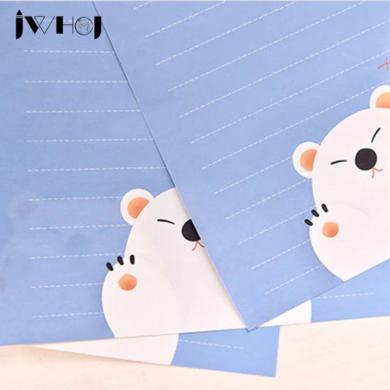 Kawaii 12 с буквами на листе бумаги + 6 шт конвертов мультфильм животных письмо pad