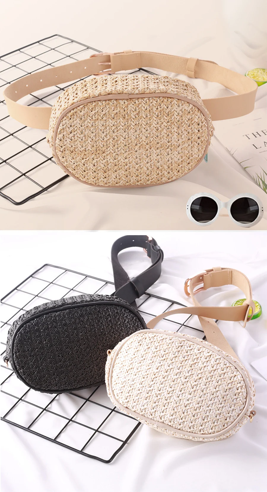Мода sac banane Соломенная женская поясная сумка ремень женский ручной работы из ротанга овальные летние пляжные сумки для девушек нагрудная сумка дамская сумка для живота