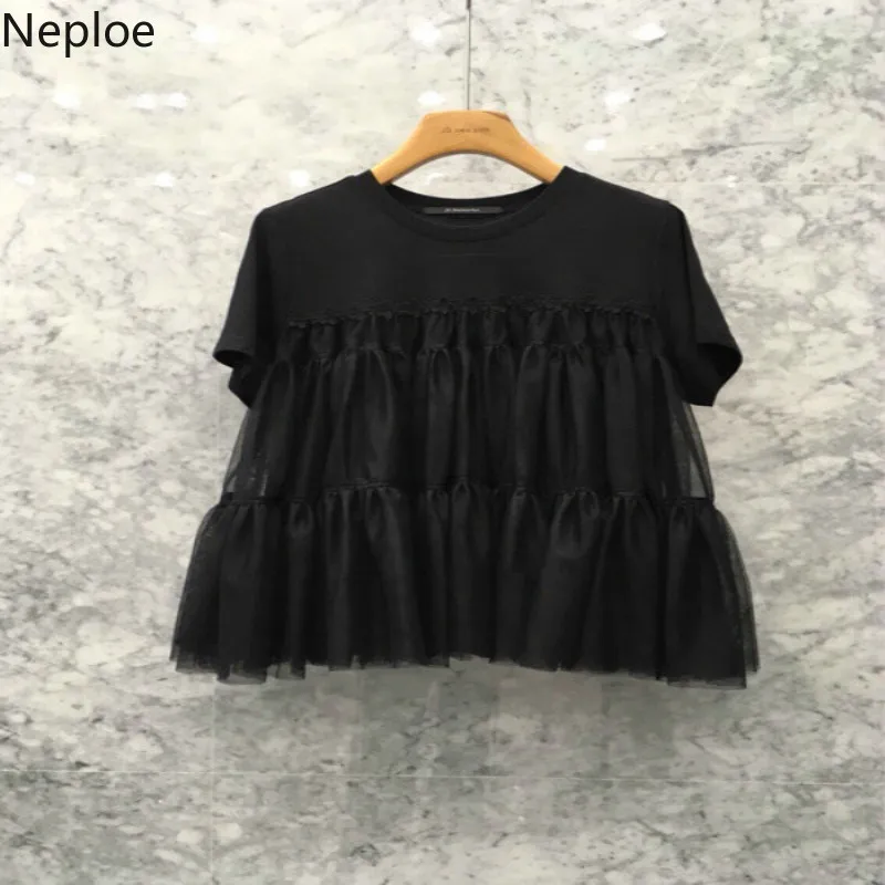 Женские топы в Корейском стиле Neploe свободные футболки с круглым вырезом весна