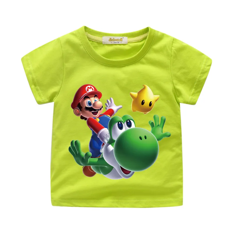 Футболка Super Mario Bros, детские топы для маленьких мальчиков и девочек, хлопковая Футболка с 3d принтом, одежда года, детские летние футболки с короткими рукавами